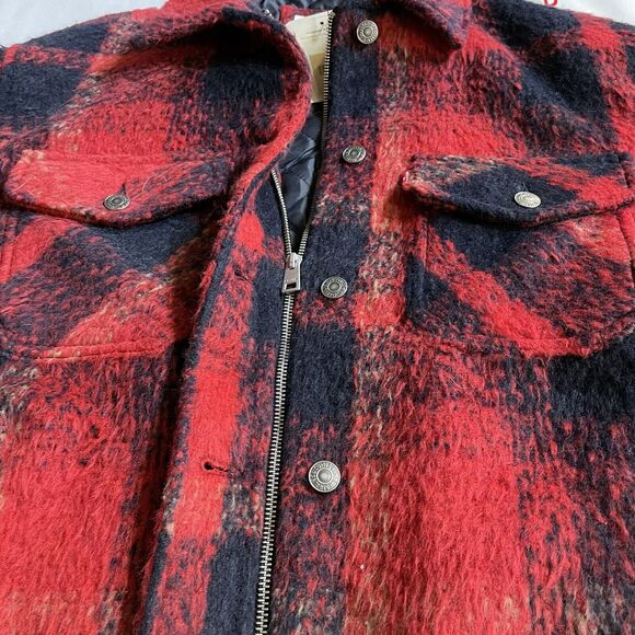 Levi's Jacket Plaid Soft Wool Blend Zip & Snap Up Quilted Lining‎ Womens M New - Picture 7 of 10
